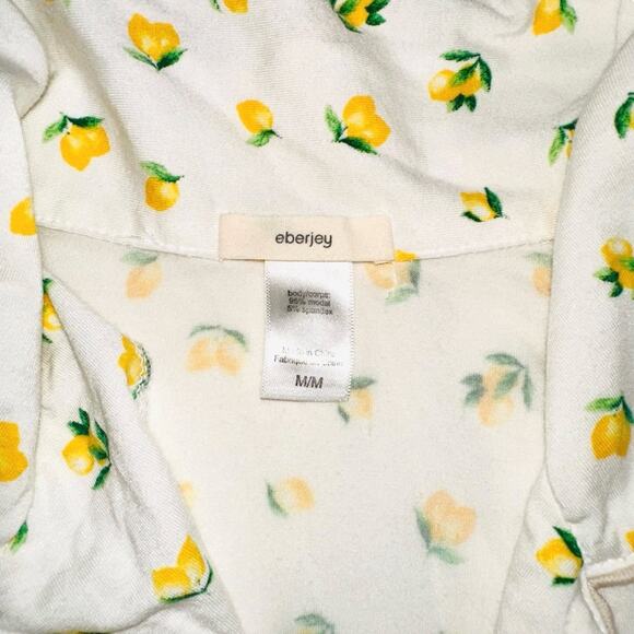 Eberjey Dianna Lemon Print Short Sleeve Button Down Pajama Top MEDIUM - Picture 4 of 6